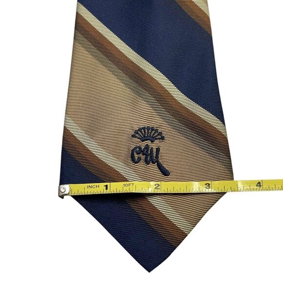 VINTAGE WOOLF BROTHERS COUNTESS MARA TIE Blue Copper Shades of Brown, PREOWNED - Picture 5 of 7